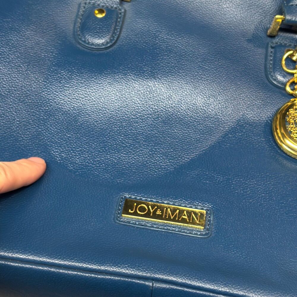 Joy & Iman Blue Joy & Iman Leather Satchel - Picture 3 of 11